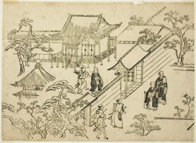 Honbo, fra serien "Scenes of Flower-viewing at Ueno (Ueno hanami no tei)" av Hishikawa Moronobu
