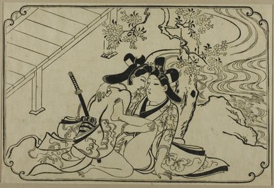 Lovers in the Garden, fra en serie uten tittel med erotiske trykk av Hishikawa Moronobu