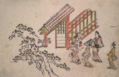 Nær New Yoshiwara-porten av Hishikawa Moronobu
