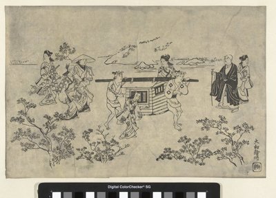 Reiseselskap Utsikt over Ueno (kopi) av Hishikawa Moronobu