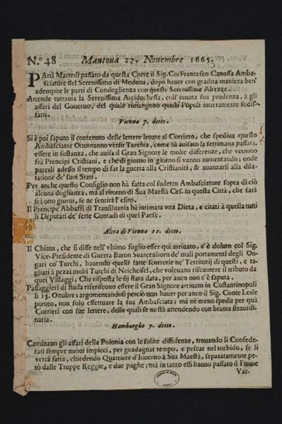 Gazzetta di Mantova - eldste italienske avis, 1665 av Historic Object