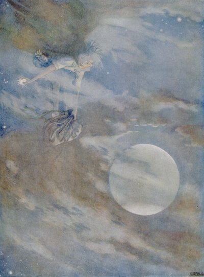 Jeg må hente ned alle stjernene for å polere dem, fra historien om 'Ole-Luk-Oie' i en utgave av 'Eventyr' av Hans Christian Andersen (1805-75) 1920 (akvarell på papir) av Honor Charlotte Appleton