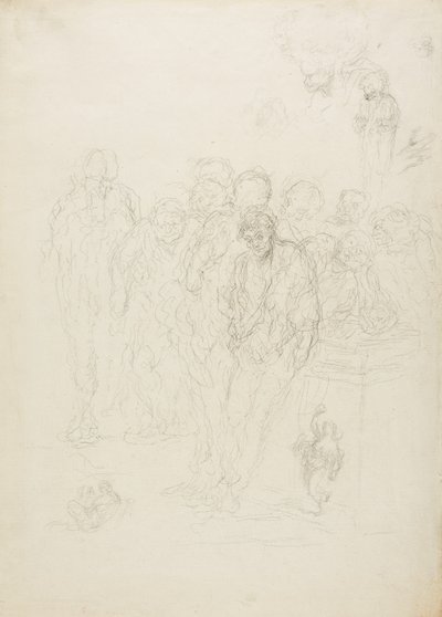 En gruppe menn og andre skisser, 1857 av Honoré Daumier