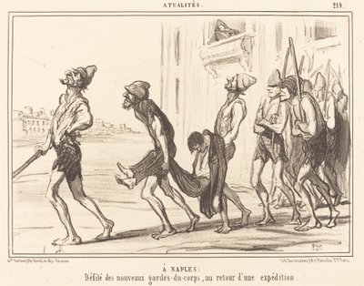 I Napoli: Parade av... livvakter... av Honoré Daumier