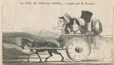 På landsbygda, ingen kuskstreik... (recto); Landsbybefolkningens økonomier Tilfredshet... (tilbake) av Honoré Daumier