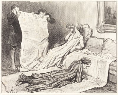 Abonnenter som mottar avisen sin... av Honoré Daumier
