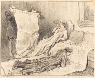 Abonnenter som mottar avisen sin... av Honoré Daumier