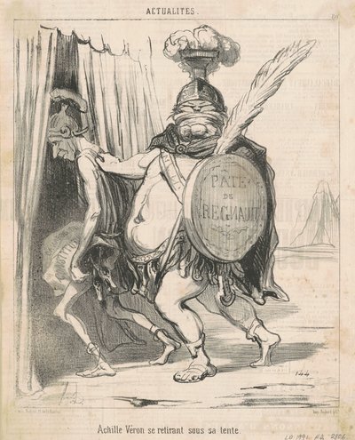 Achille Vèron trekker seg tilbake til teltet sitt av Honoré Daumier