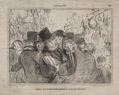 Aktualitet (nr. 260): Utsikt over bulevarder under et marked for pyntegjenstander av Honoré Daumier