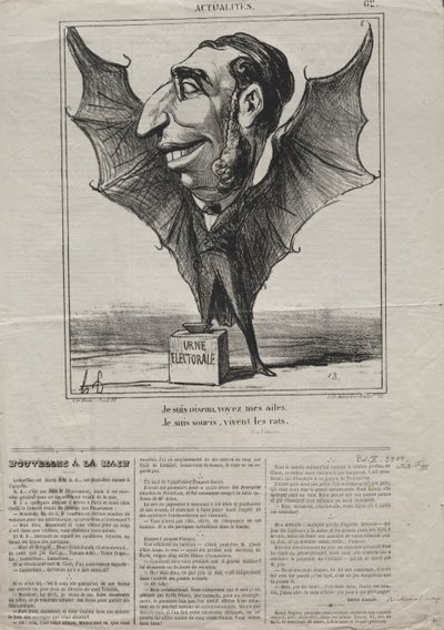 Aktualitet nr. 62: Jeg er en fugl, se mine vinger..., 1869. av Honoré Daumier
