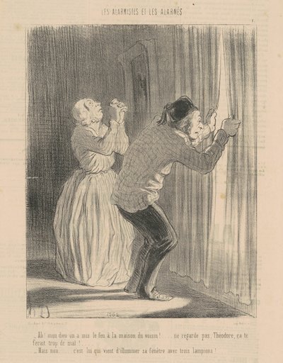 Ah! Herregud, vi satte fyr på naboens hus... av Honoré Daumier