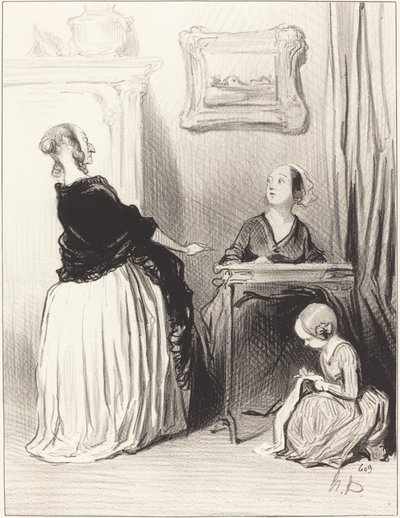 Ah!... hvilken enestående utdanning gir du datteren din?... av Honoré Daumier