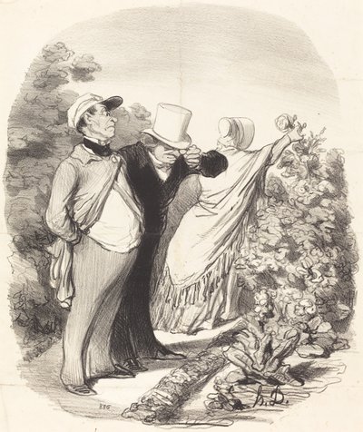 Kom igjen!... her plukker hun en rose til meg... av Honoré Daumier