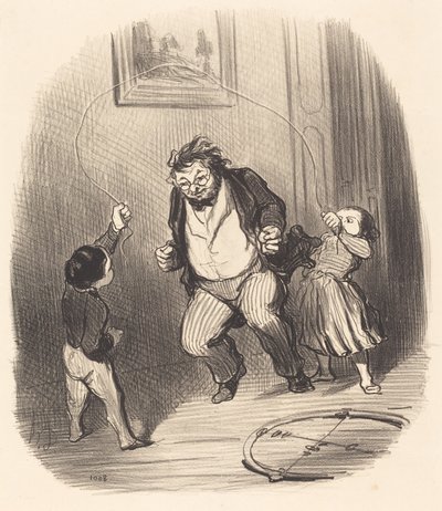 Kom igjen, pappa... mer... trettito runder!... av Honoré Daumier