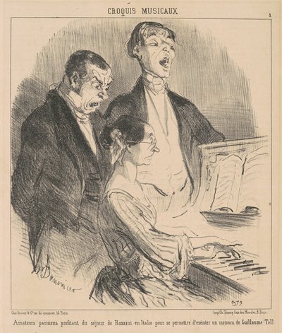 Parisiske amatører nyter Rossinis opphold av Honoré Daumier