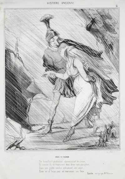 Antikkens historie (plate 15): Aeneas og Dido av Honoré Daumier