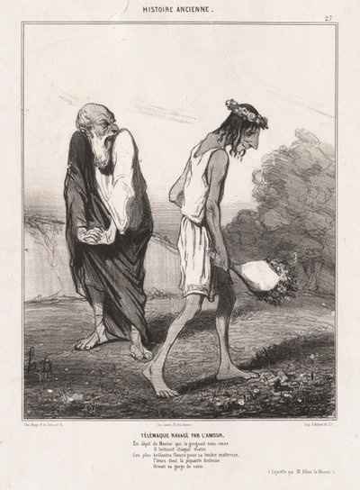 Antikkens historie: Pl. 27, Telemachus herjet av kjærlighet av Honoré Daumier