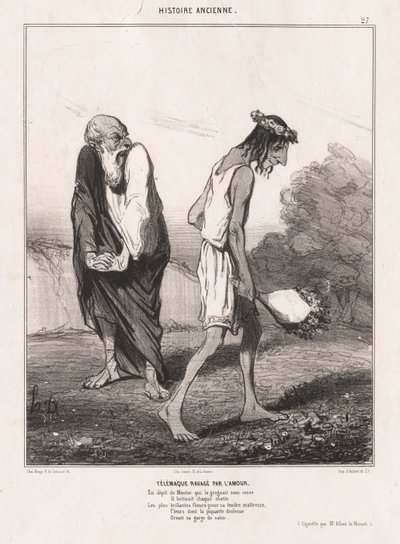 Antikkens historie: Pl. 27, Telemachus herjet av kjærlighet..., 1842. av Honoré Daumier