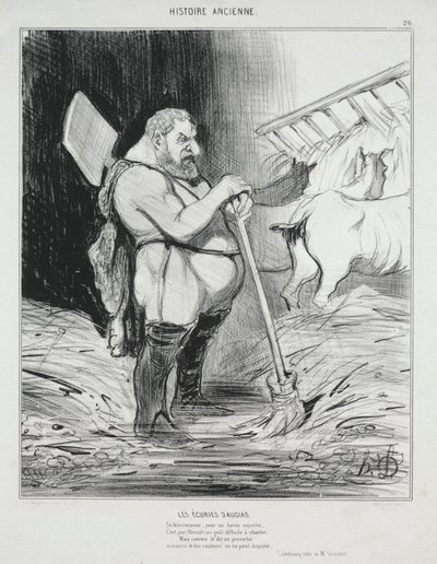 Ancient History, plate 26: The Stable of Augeas, 25. september 1842. av Honoré Daumier