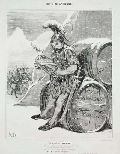 Ancient History, plate 28: The Passage of Hannibal, 6. oktober 1842. av Honoré Daumier
