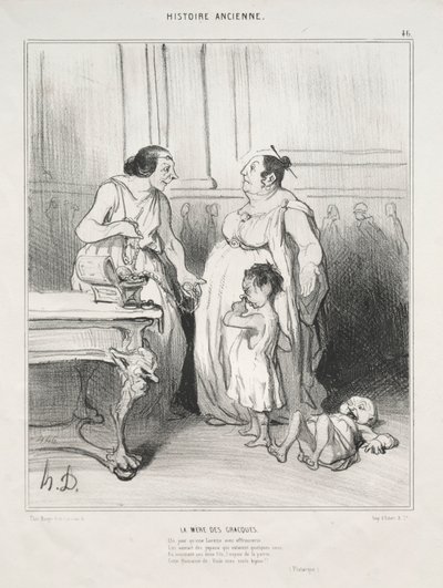 Ancient History, plate 46: The Mother of the Gracchi, 1842. av Honoré Daumier