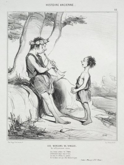 Ancient History, plate 48: The Shepherds of Virgil, 31. desember 1842. av Honoré Daumier