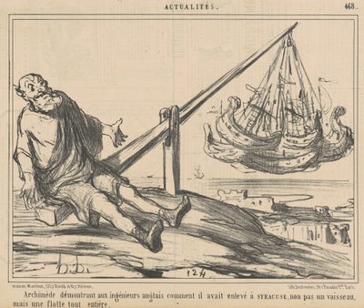 Archimedes demonstrerer for de engelske ingeniørene... av Honoré Daumier