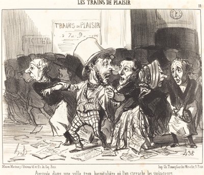 Ankomst til en by som er for gjestfri... av Honoré Daumier