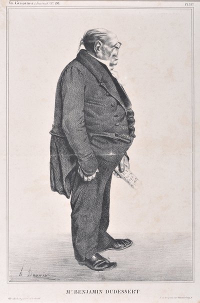 Kunstverk av Honore Daumier (1808-1879). Charivari stammer fra 1833: Serie Celebrites de la Caricature "" M. Benjamin Dudessert""" KUNSTMUSEUM - PALAIS LONGCHAMP, MARSEILLE av Honoré Daumier