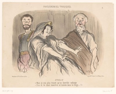 Atalja ser et skremmende syn Athalie (tittel på objekt) Tragic Faces (serietittel) Physionomies tragiques (serietittel på objekt) av Honoré Daumier