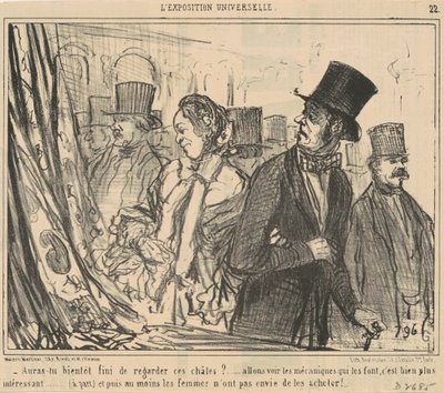 Blir du ferdig med å se på sjalene snart? av Honoré Daumier