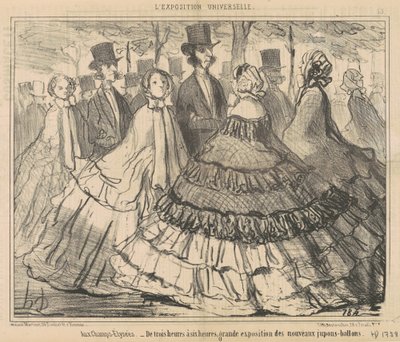 På Champs-Elysées...Fra tre til seks timer av Honoré Daumier