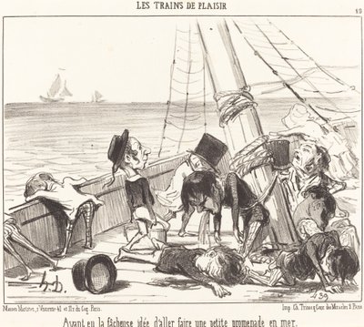 Etter å ha hatt den uheldige ideen om å dra... til sjøs av Honoré Daumier
