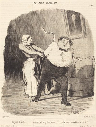 Skreddersøm... enda en frakk... krympet! av Honoré Daumier