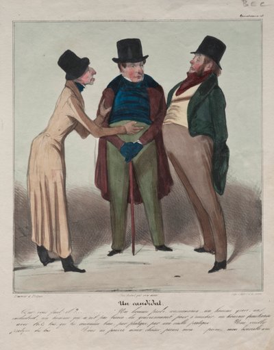 Caricaturana (Plate 48): En kandidat av Honoré Daumier