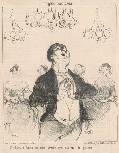 Søker å fascinere en velstående... av Honoré Daumier