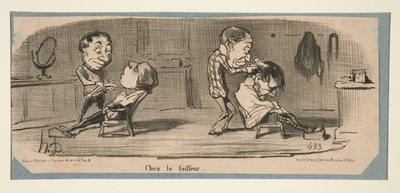 Hos skredderen, hos frisøren, i Charivari, 3., 16. og 19. februar, 1853 av Honoré Daumier