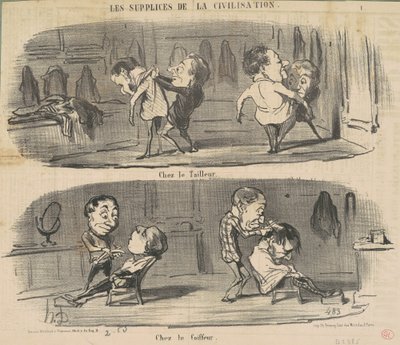 Hos skredderen hos frisøren av Honoré Daumier