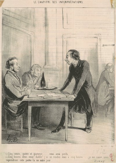 Fem hjerter, rette og fjorten... av Honoré Daumier