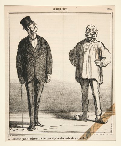 Hvor raskt retter ryggraden til en kandidat seg!, fra Actualites av Honoré Daumier