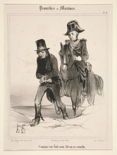 Mens man bereder sengen, legger man seg ned, flat 4 fra Ordspråk og Maxims av Honoré Daumier