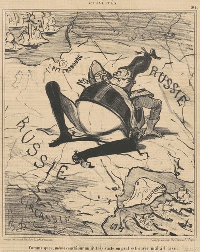 Som hva ... på en veldig stor seng,,, av Honoré Daumier