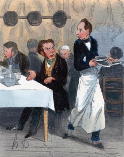 Klagende kunde i restaurant av Honoré Daumier