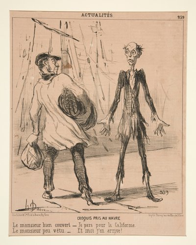 Skisse tatt i Le Havre: Den godt dekkede herren av Honoré Daumier