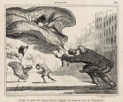 Fare for å bruke ballongunderkjoler under jevndøgnstormene, publisert 3. april av Honoré Daumier