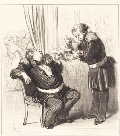 Vi har det definitivt for mye moro, Guillochard! av Honoré Daumier