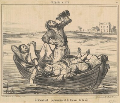 Gledelig nedover livets elv av Honoré Daumier