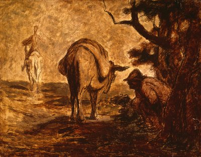 Don Quixote og Sancho Panza lindrer seg selv, ca. 1855 av Honoré Daumier