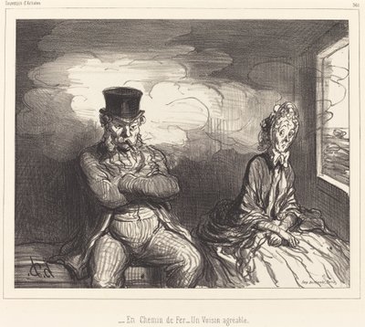 På jernbanen... en hyggelig nabo av Honoré Daumier