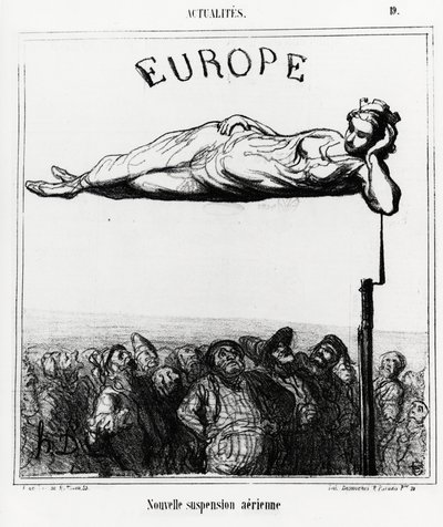 Europa: ny luftfjæring. Illustrasjon av Honore Daumier (1808-1879), publisert i nyhetene, "" Charivari", dato 7. februar 1867. av Honoré Daumier